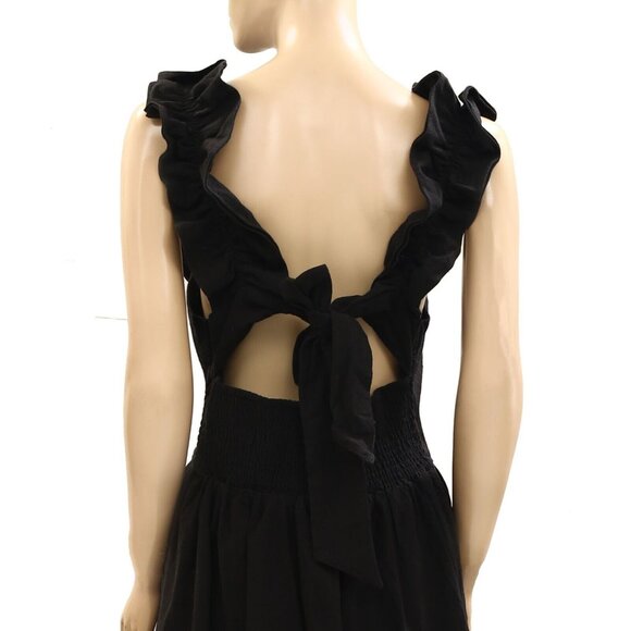 Free People Free Est Ruffle It Up Midi Dress Billowy Cotton Smocked M New 278366 - Picture 4 of 6